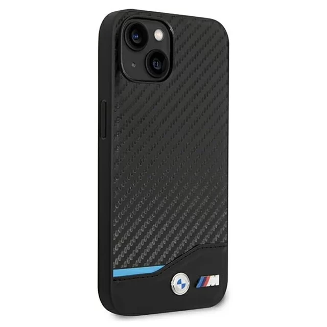 Чехол BMW для iPhone 14 Leather Carbon Black (BMHCP14S22NBCK)
