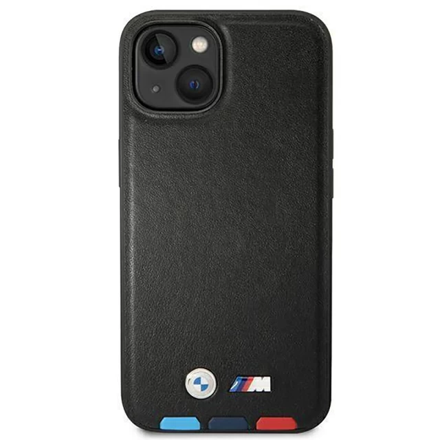 Чехол BMW для iPhone 14 Leather Stamp Tricolor Black (BMHCP14S22PTDK)