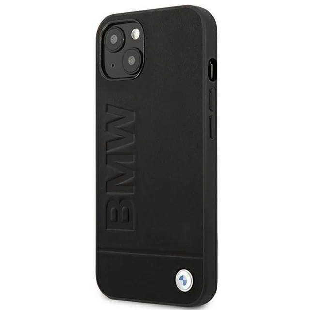 Чохол BMW для iPhone 14 Leather Stamp Black (BMHCP14SSLLBK)