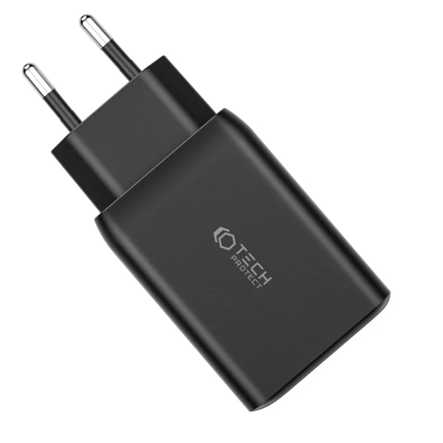 Мережевий зарядний пристрій Tech-Protect 65W 2xUSB-C | USB-A Black (9490713937143)