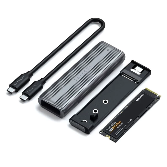 USB-C адаптер Satechi Aluminum USB-C NVME and SATA SSD Enclosurer Space Gray (ST-UCNSEM)