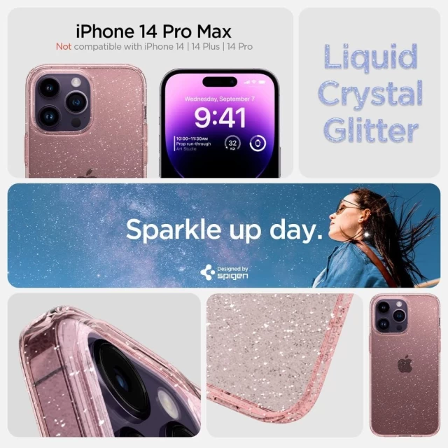 Чохол Spigen Liquid Crystal Glitter для iPhone 14 Pro Max Rose Quartz (ACS04811)