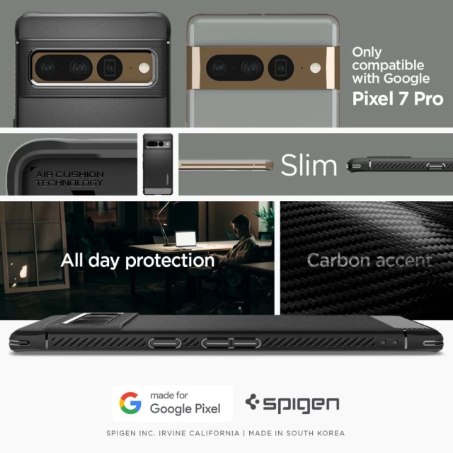 Чохол Spigen Rugged Armor для Google Pixel 7 Pro Matte Black (ACS04725)