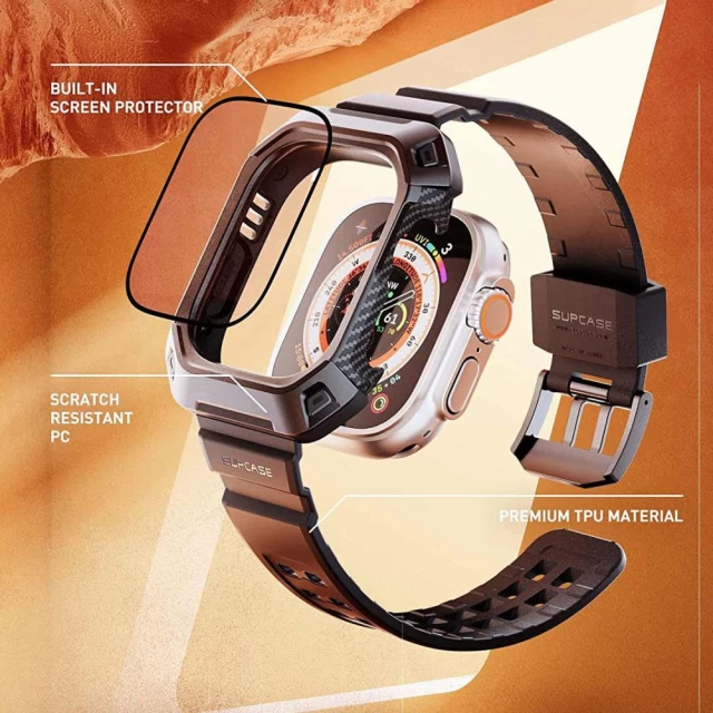 Чохол-ремінець і захисне скло Supcase Unicorn Beetle Pro & Tempered Glass для Apple Watch Ultra 49 mm Black (843439120921)