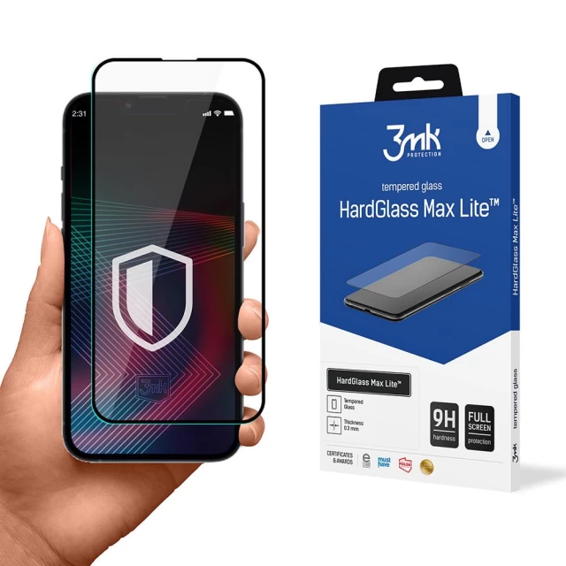 Защитное стекло 3mk HardGlass Max Lite для iPhone 13 | 13 Pro | 14 Black (5903108491266)