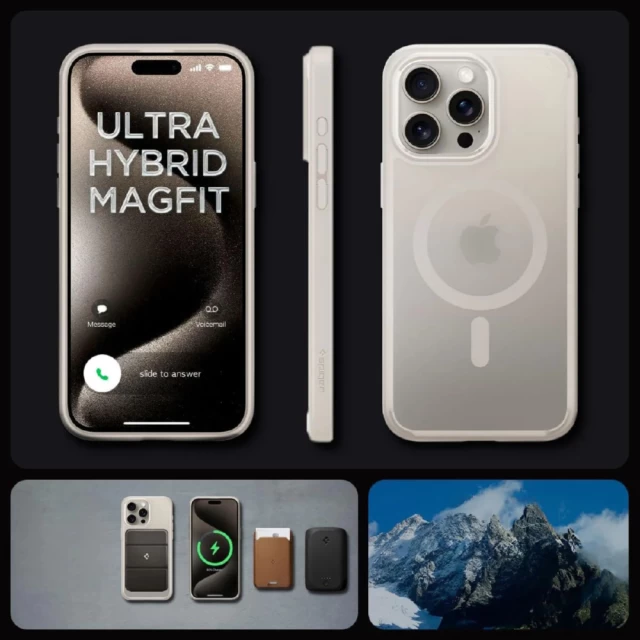 Чохол Spigen Ultra Hybrid для iPhone 15 Pro Frost Natural Titanium with MagSafe (ACS07215)