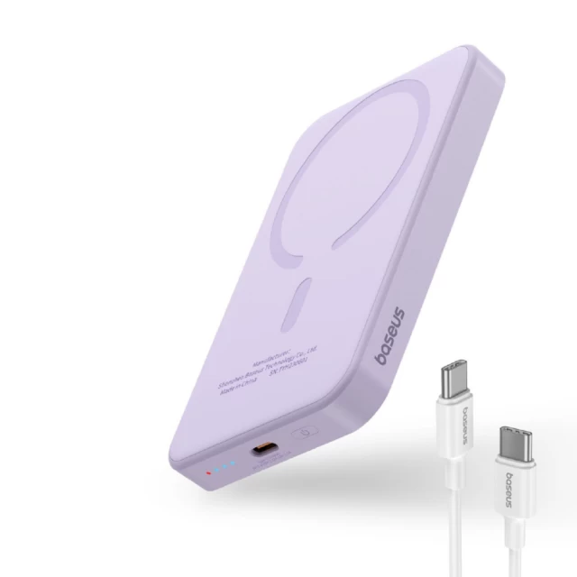 Портативний зарядний пристрій Baseus Magnetic Mini 20W | 7.5W 5000mAh Purple with USB-C to USB-C Cable with MagSafe (P10022107513-00)