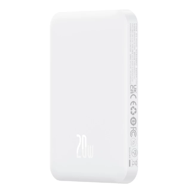 Портативное зарядное устройство Baseus Magnetic Mini 20W | 7.5W 5000mAh White with USB-C to USB-C Cable with MagSafe (P10022107223-00)