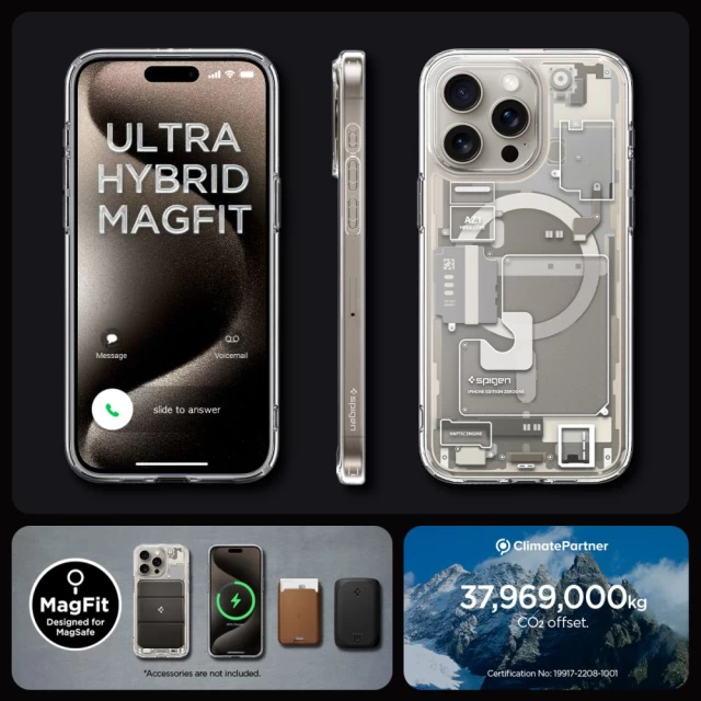 Чехол Spigen Ultra Hybrid для iPhone 15 Pro Zero One Natural Titanium with MagSafe (ACS07216)