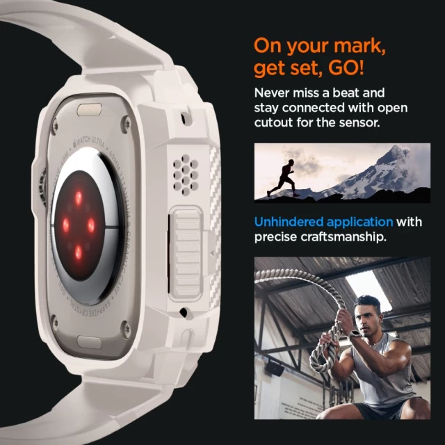 Чехол-ремешок Spigen Rugged Armor Pro для Apple Watch Ultra 49 mm Dune Beige (ACS07388)