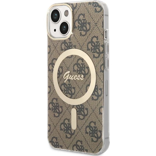 Чехол Guess IML 4G для iPhone 15 | 14 | 13 Brown with MagSafe (GUHMP13MH4STW)