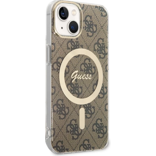 Чехол Guess IML 4G для iPhone 15 | 14 | 13 Brown with MagSafe (GUHMP13MH4STW)