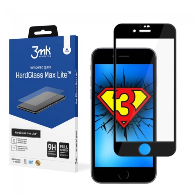 Захисне скло 3mk HardGlass Max Lite для iPhone SE 2022/2020 8 | 7 Black (5903108464758)