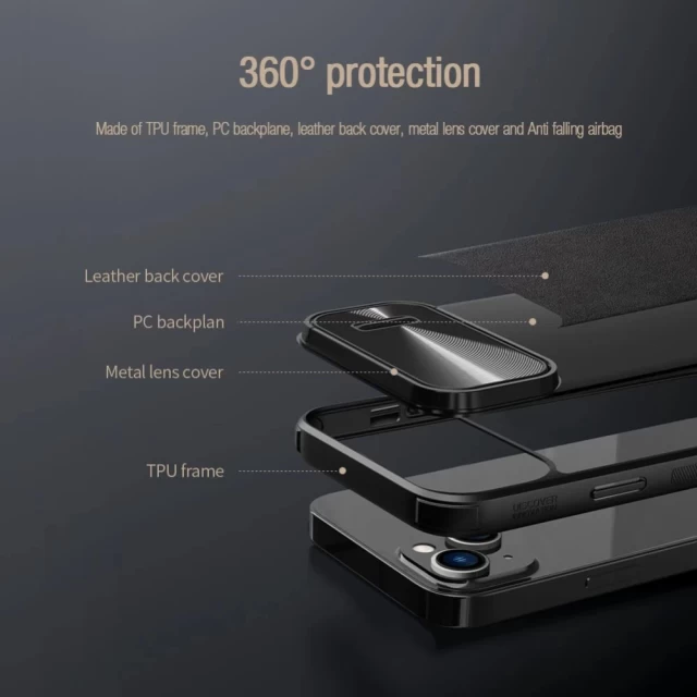 Чехол Nillkin CamShield Leather S для iPhone 14 Plus Blue (6902048249721)