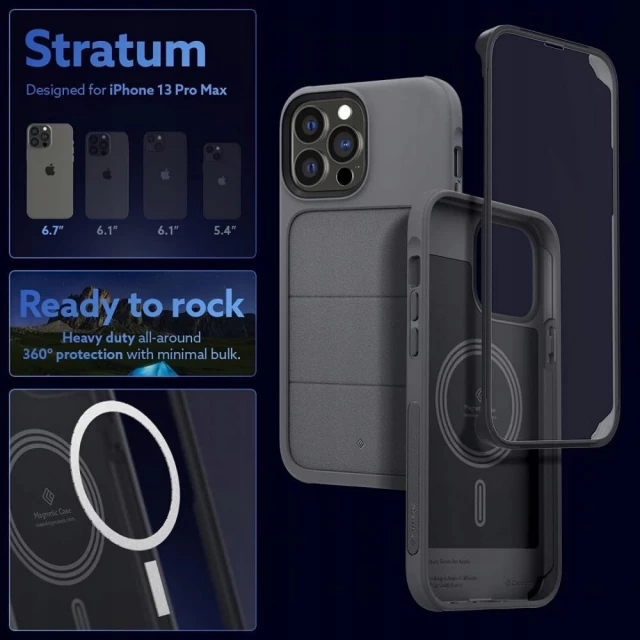 Чехол Spigen Caseology Stratum для iPhone 13 Pro Ash Grey with MagSafe (ACS03602)