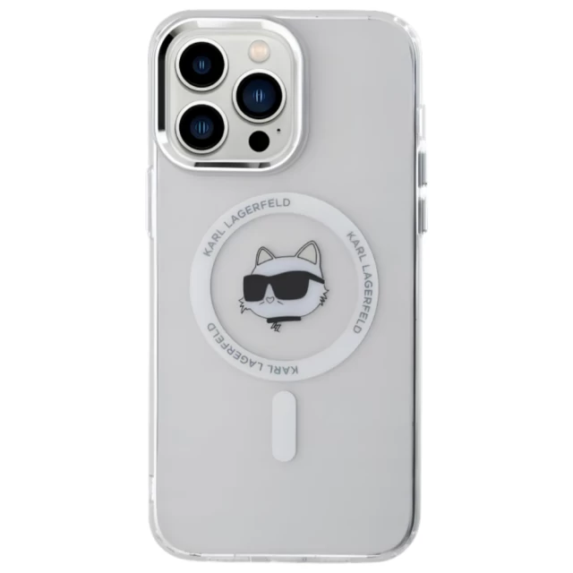 Чехол Karl Lagerfeld IML Metal Choupette Head для iPhone 14 Pro Max White with MagSafe (KLHMP14XHLSCHH)