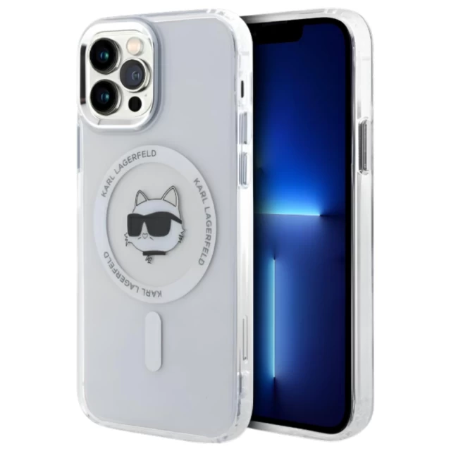 Чехол Karl Lagerfeld IML Metal Choupette Head для iPhone 12 | 12 Pro White with MagSafe (KLHMP12MHLSCHH)