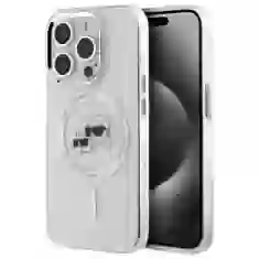 Чехол Karl Lagerfeld IML Metal Karl & Choupette Head для iPhone 15 Pro Max White with MagSafe (KLHMP15XHLSKCH)