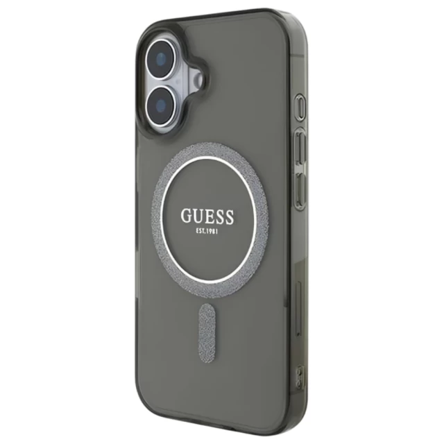 Чохол Guess IML Glitter Circle для iPhone 16 Plus Black with MagSafe (GUHMP16MHFGEREK)