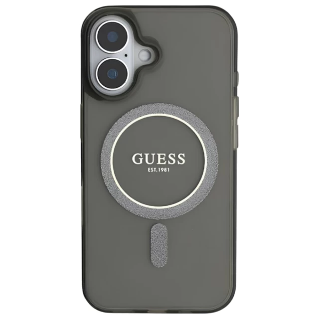 Чохол Guess IML Glitter Circle для iPhone 16 Plus Black with MagSafe (GUHMP16MHFGEREK)