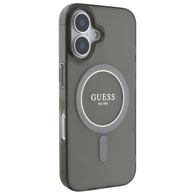 Чохол Guess IML Glitter Circle для iPhone 16 Plus Black with MagSafe (GUHMP16MHFGEREK)