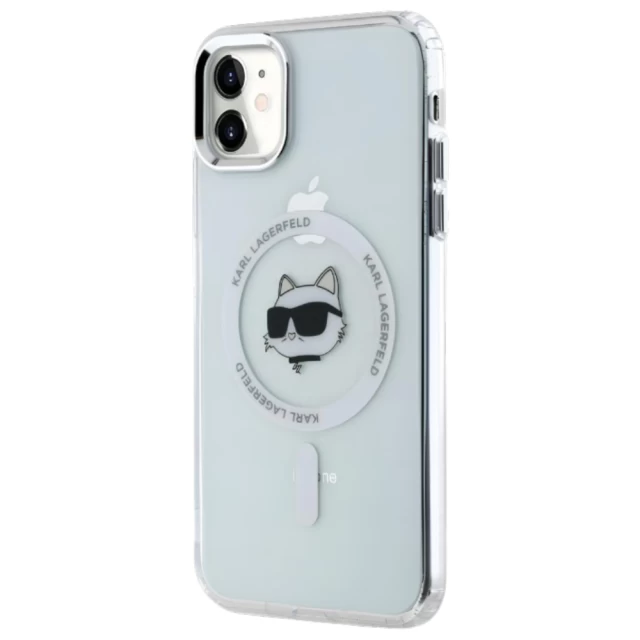 Чехол Karl Lagerfeld IML Metal Choupette Head для iPhone 11 | XR White with MagSafe (KLHMN61HLSCHH)