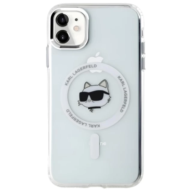 Чехол Karl Lagerfeld IML Metal Choupette Head для iPhone 11 | XR White with MagSafe (KLHMN61HLSCHH)