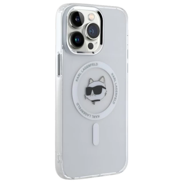 Чехол Karl Lagerfeld IML Metal Choupette Head для iPhone 13 Pro Max White with MagSafe (KLHMP13XHLSCHH)