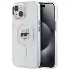 Чехол Karl Lagerfeld IML Metal Choupette Head для iPhone 15 White with MagSafe (LHMP15SHLSCHH)