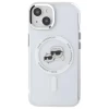 Чохол Karl Lagerfeld IML Metal Karl & Choupette Head для iPhone 15 White with MagSafe (KLHMP15SHLSKCH)