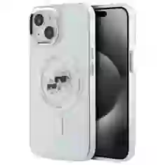 Чехол Karl Lagerfeld IML Metal Karl & Choupette Head для iPhone 15 White with MagSafe (KLHMP15SHLSKCH)