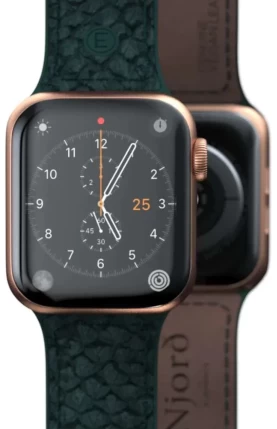 Ремешок Elements Njord Salmon Leather Strap для Apple Watch 49 | 45 | 44 | 42 mm Dark Green (SL14122) - 1