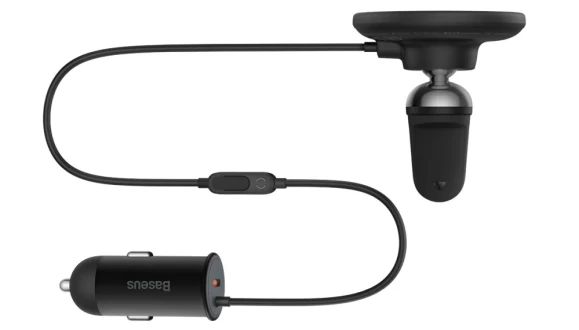 Автодержатель с функцией беспроводной зарядки Baseus Grain Car Charger 40W USB-C Black with MagSafe (SUCX040101) - 3
