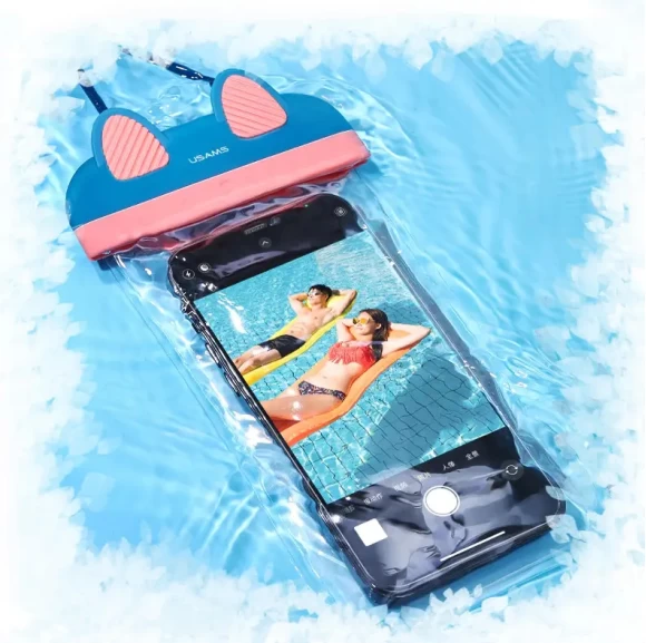 Водонепроницаемый чехол Usams Mobile Phone Waterproof Bag Blue-Pink - 1