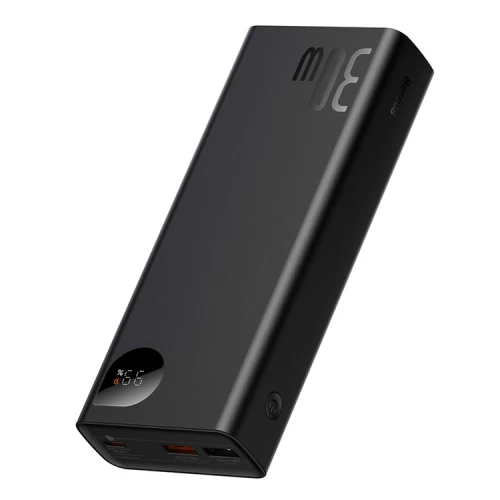 Портативное зарядное устройство Baseus Adaman 2 Digital Display Fast Charge 10000 mAh 30W with USB-A to USB-C Cable Black (PPAD040001) - 1