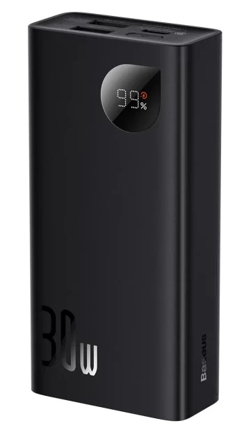 Портативное зарядное устройство Baseus Adaman 2 Digital Display Fast Charge 10000 mAh 30W with USB-A to USB-C Cable Black (PPAD040101) - 1