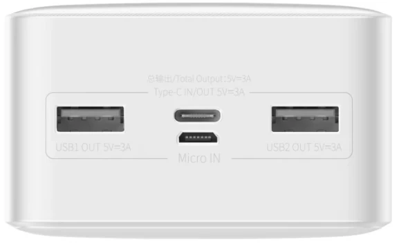 Портативное зарядное устройство Baseus Bipow Digital Display 30000 mAh 15W with USB-A to Micro-USB 0.25m Cable White (PPBD050202) - 3