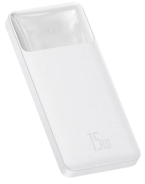 Портативний зарядний пристрій Baseus Bipow Digital Display 10000 mAh 15W with USB-A to Micro-USB 0.25m Cable White (PPBD050002) - 1