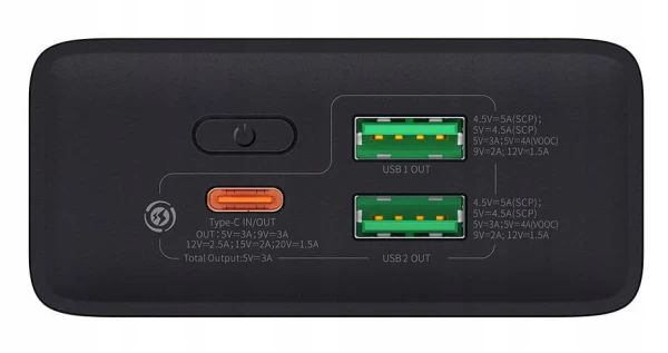 Портативное зарядное устройство Baseus Adaman2 Digital Display Fast Charge Power Bank 30W 20000mAh Power Bank Black (PPAD050001) - 2