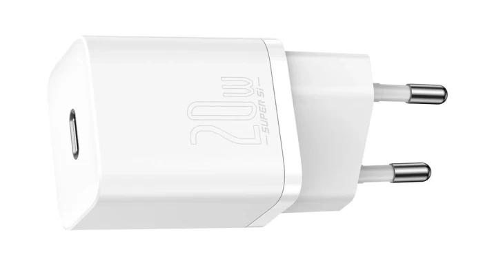 Мережевий зарядний пристрій Baseus Super Silicone PD 20W USB-C with USB-C to Lightning Cable 1m White (TZCCSUP-B02) - 3