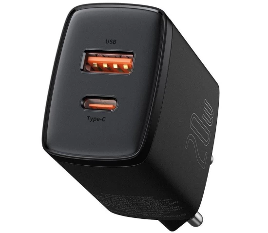 Мережевий зарядний пристрій Baseus Compact QC 20W USB-C | USB-A Black (CCXJ-B01) - 2