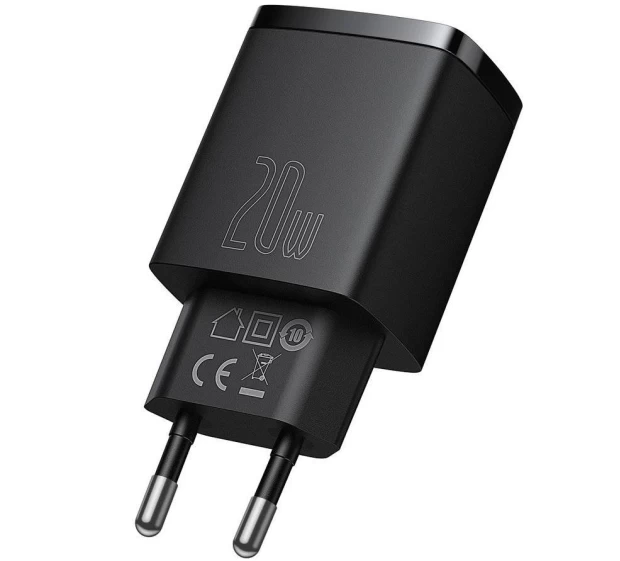 Мережевий зарядний пристрій Baseus Compact QC 20W USB-C | USB-A Black (CCXJ-B01) - 1