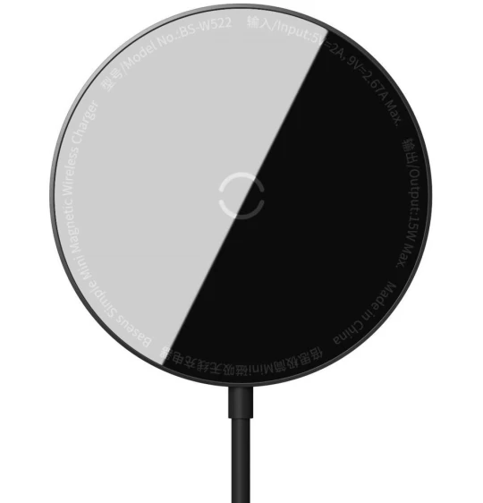 Бездротовий зарядний пристрій Baseus Simple Mini Magnetic 15W Black with MagSafe (WXJK-F01) - 2