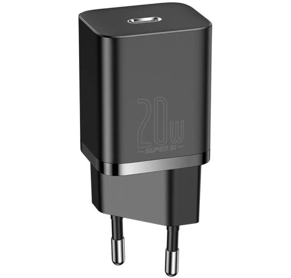 Мережевий зарядний пристрій Baseus Super Silicone PD 20W USB-C Black (CCSUP-B01) - 1