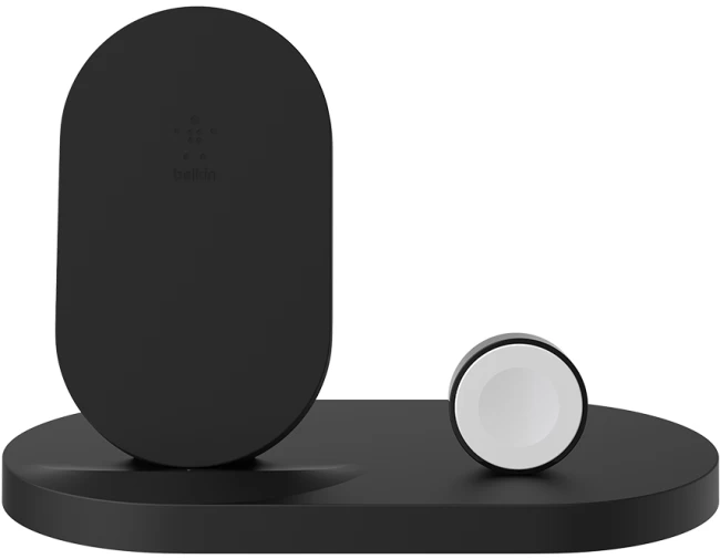 Беспроводное зарядное устройство Belkin Pad/Stand/Apple Watch 3-in-1 7.5W Black (WIZ001VFBK) - 2