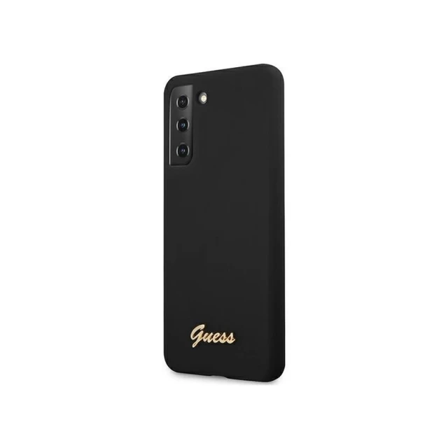 Чохол Guess Silicone Script Metal Logo для Samsung Galaxy S21 G991 Black (GUHCS21SLSLMGBK)