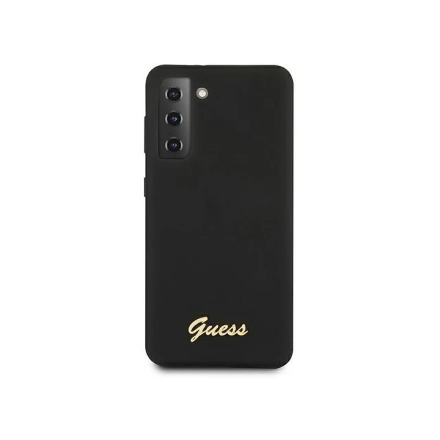 Чехол Guess Silicone Script Metal Logo для Samsung Galaxy S21 G991 Black (GUHCS21SLSLMGBK)