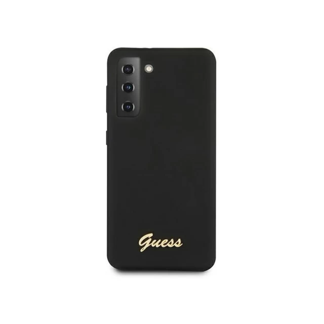 Чохол Guess Silicone Script Metal Logo для Samsung Galaxy S21 G991 Black (GUHCS21SLSLMGBK)