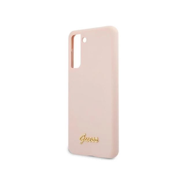 Чохол Guess Silicone Script Metal Logo для Samsung Galaxy S21 G991 Pink (GUHCS21SLSLMGLP)