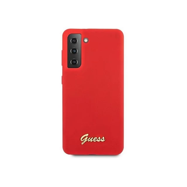 Чохол Guess Silicone Script Metal Logo для Samsung Galaxy S21 G991 Red (GUHCS21SLSLMGRE)